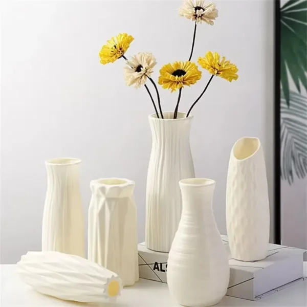 1Pc Nordic Plastic Vaas Wit Boho Stijl Eenvoudig Klein Vers Bloempot Opbergfles voor Bloemen Woonkamer Moderne Home Decoratie Ornamenten