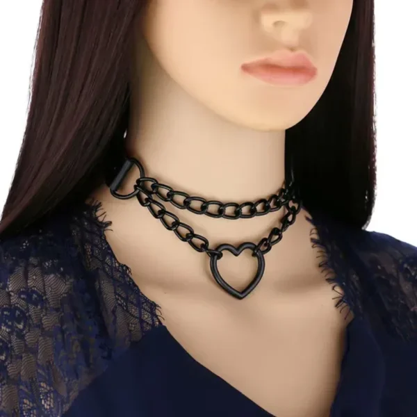 Zwart lederen Choker Punk Rock PU Rock Love lederen Choker ketting voor vrouwen Goth Choker Collar ketting verstelbare hoorn Choker PU ketting zachte halsband ketting korte halsband voor vrouwen Meisjes