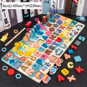 Learning Kids Montessori Math speelgoed voor peuters educatieve houten puzzel Visserij speelgoed tellen getal vorm matching sorteermachine spelletjes bord speelgoed