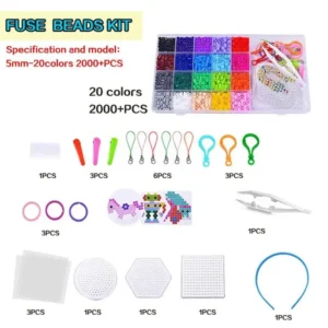 Assortiment van bulk creatieve kleurrijke kralen kunst en ambachten viscositeit kralen kit voor kinderen - 5 mm smelten kralen set Craft Kits Gifts voor jongens meisjes Kerst Verjaardag Gift, Crafts Set voor jongens meisjes leeftijd 4 5 6 7 8 jaar oud klas Carnaval