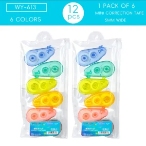 6Pcs Mini Correctietape voor Directe Correctie School Kantoorbenodigdheden, (Regenboog)