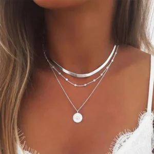 Triple Layered Cute Chain Choker ketting eenvoudige en sierlijke vrouwen mode munt schijf kralen Choker kettingen