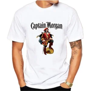 Kapitein Morgan handtekening T-shirt afdrukken korte mouwen T-Shirt effen kleur Hoge kwaliteit mannen ronde kraag T-Shirt