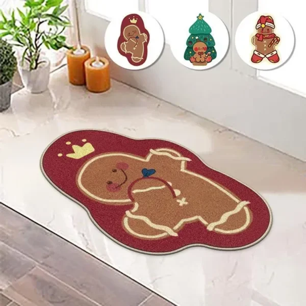 1PC Kerst Winter Peperkoek Man Flanel drie lagen materiaal Mat Onregelmatige tapijt Dikke tapijtforordinary mensen pluizige badkamer Mat huidvriendelijke bad deken schattige slaapkamer tapijt balkon Mat Sofa deken Game Room tapijt