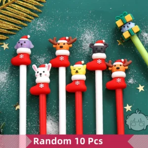 20Pcs Kawaii Kerstmis Schattige Gelpen Schattige Kerstboom Rendier Kerstman Sneeuwpop Geschenk 0,5Mm Zwart Neutrale Pennen School Kantoor Stationair voor Kinderen