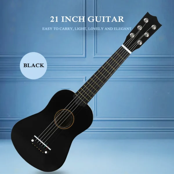 21 Inch Classic Basswood Ukulele 6 Strings Small Bass Acoustic Guitar Musical Instruments with Picks for Children Kids