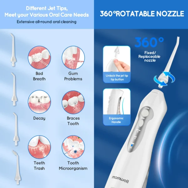 Water Dental mondverzorging Flosser Tanden Picks 4 Jets 3 Modes Draagbare Draadloze D52 Water Flosser voor Tanden Cleaner IPX7 Waterdichte mond Picks