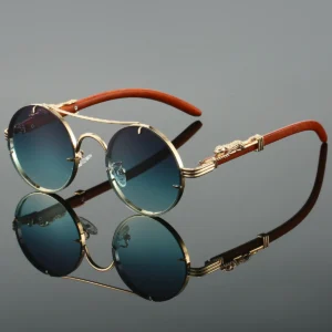 Vintage ronde zonnebril Mannen Fashion Double Bridge Multicolor Shades Vrouwen Modieuze Retro Trendy Merk Luxe Design Zonnebril