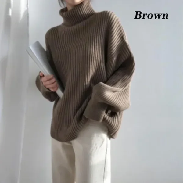 Winter Vrouwen Casual Knitted Turtleneck Sweater Trui Loose Warme Lange Mouwen Sweater Mode Tops