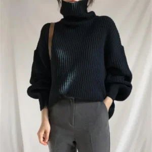 Winter Vrouwen Casual Knitted Turtleneck Sweater Trui Loose Warme Lange Mouwen Sweater Mode Tops