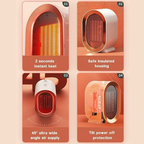 Praktische Kleine Draagbare Elektrische Verwarmer met Thermostaat, 800/1200W Veilig en Stil PTC Keramische Verwarmer Verwarmt tot 20 Vierkante Meter Binnen Winter Warme Lucht Blower Mini Radiator Heater Ventilator voor Thuis Slaapkamer Badkamer Kantoor Kamer Desktop en Voeten Warm