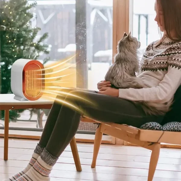 Praktische Kleine Draagbare Elektrische Verwarmer met Thermostaat, 800/1200W Veilig en Stil PTC Keramische Verwarmer Verwarmt tot 20 Vierkante Meter Binnen Winter Warme Lucht Blower Mini Radiator Heater Ventilator voor Thuis Slaapkamer Badkamer Kantoor Kamer Desktop en Voeten Warm