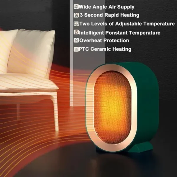 Praktische Kleine Draagbare Elektrische Verwarmer met Thermostaat, 800/1200W Veilig en Stil PTC Keramische Verwarmer Verwarmt tot 20 Vierkante Meter Binnen Winter Warme Lucht Blower Mini Radiator Heater Ventilator voor Thuis Slaapkamer Badkamer Kantoor Kamer Desktop en Voeten Warm