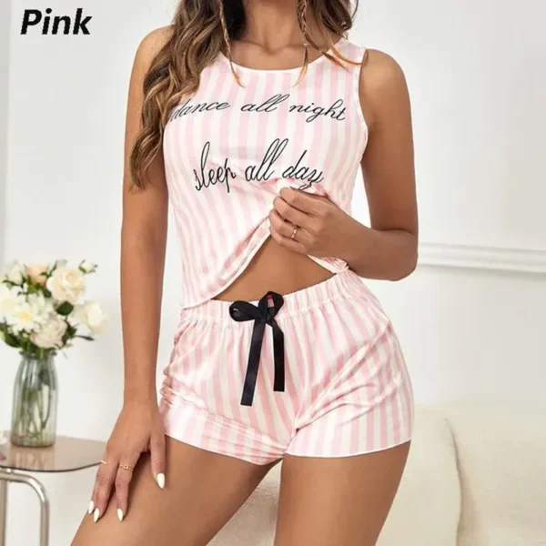 Schattige pyjama voor vrouwen Zomer Solid Sleepwear Katoenen Pyjama Set Tank Top Korte Schattige Ondergoed Set Zachte Mouwloze Nachtkleding