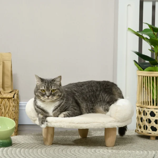 Pawhut Kattenbed Hondenbank Hondenbed Huisdierenbank Verhoogde Bank voor Huisdieren met Verhoogd Ontwerp Crème
