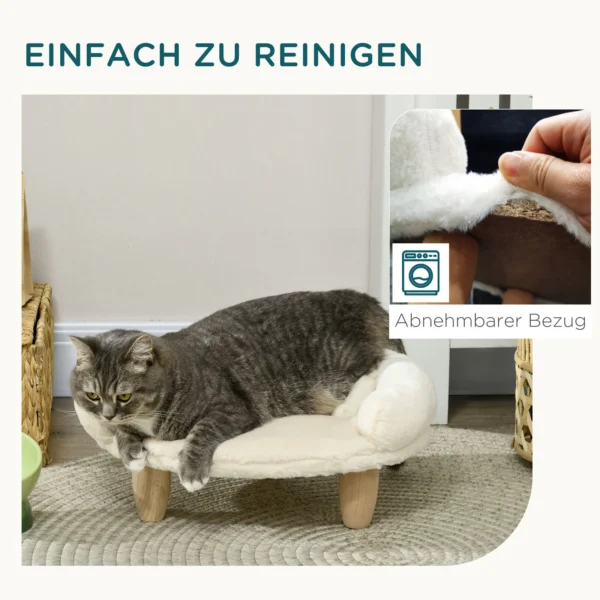 Pawhut Kattenbed Hondenbank Hondenbed Huisdierenbank Verhoogde Bank voor Huisdieren met Verhoogd Ontwerp Crème