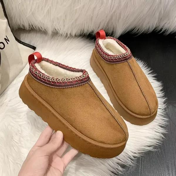 Knusse Sneeuwlaarzen voor Vrouwen 2023 Winter Nieuwe Kasjmier Warme Dikke Zolen Zonder Hak Bedekte Haar Half Slipper Katoenen Schoenen voor Vrouwen